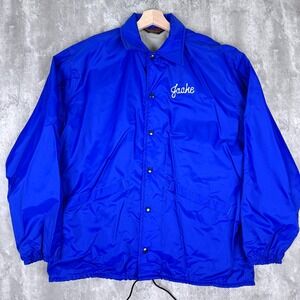 Vintage Barbary Coast Bull Terrier Club Jacket Mens L Blue Chain Stitch AKC 70s